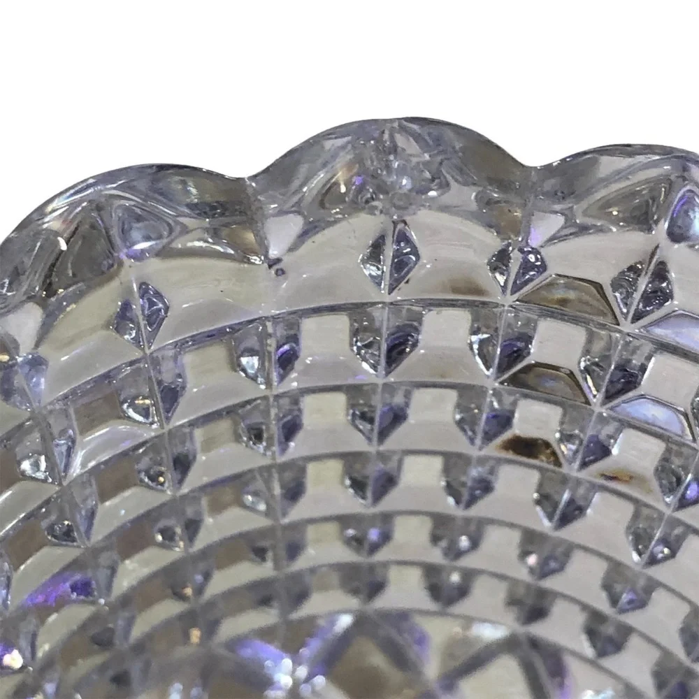 Vintage Crystal Waffle Block Pedestal Spooner 4.5” Tall
